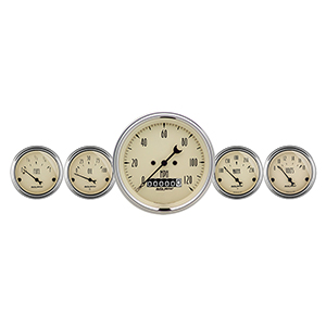 AutoMeter 1840 Antique Beige 3-3/8" & 2-1/16" 5pc Gauge Kit, Speedometer Electrical