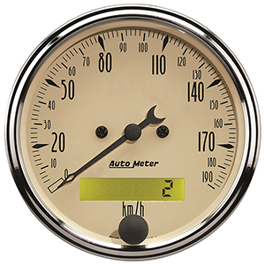 AutoMeter 1887-M Antique Beige 3-1/8" Air-Core Speedometer Gauge, 0-190 KPH Electrical