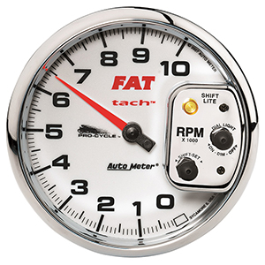 AutoMeter 19265 Pro-Cycle 5" Air-Core Tachometer Gauge, 0-10,000  RPM, White