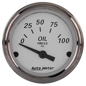 AutoMeter 1928 American Platinum 2-1/16" Oil Pressure Gauge, 0-100 PSI Electrical