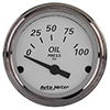 AutoMeter 1928 American Platinum 2-1/16" Oil Pressure Gauge, 0-100 PSI Electrical