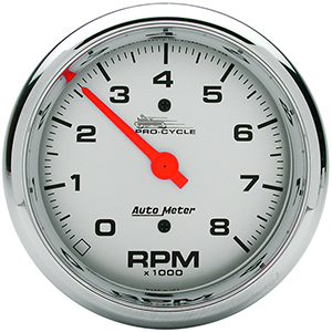 AutoMeter 19302 Pro-Cycle 3-3/8" Air-Core Tachometer Gauge, 0-8,000  RPM, Silver