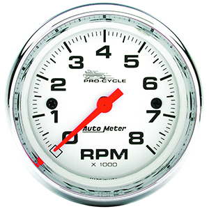 AutoMeter 19305 Pro-Cycle 2-5/8" Air-Core Tachometer Gauge, 0-8,000  RPM, White