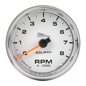 AutoMeter 19307 Pro-Cycle 2-5/8" Air-Core Tachometer Gauge, 0-8,000  RPM, White