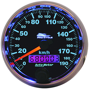 AutoMeter 19340-M Pro-Cycle 2-5/8" Air-Core Electric Speedometer, 0-190 KPH, Black