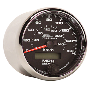 AutoMeter 19344 Pro-Cycle 2-5/8" Air-Core Electric Speedometer, 0-160 MPH, 0-260 KPH, Black