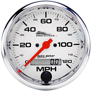AutoMeter 19351 Pro-Cycle 3-3/4" Air-Core Electric Speedometer, 0-120 MPH, White