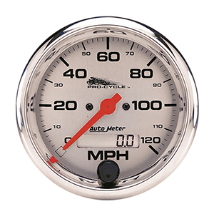 AutoMeter 19352 Pro-Cycle 3-3/4" Air-Core Electric Speedometer, 0-120 MPH, Silver