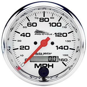 AutoMeter 19355 Pro-Cycle 3-3/4" Air-Core Electric Speedometer, 0-160 MPH, White