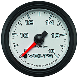 AutoMeter 19592 Pro-Cycle 2-1/16" Digital Stepper Motor Voltmeter Gauge, 8-18V, White