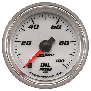 AutoMeter 19752 Pro-Cycle 2-1/16" Digital Stepper Motor Oil Pressure Gauge, 0-100 PSI, White
