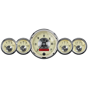 AutoMeter 2000 Prestige Antique Ivory 3-3/8" & 2-1/16" Electric Speedometer with LCD Odometer 5pc. Gauge Kit