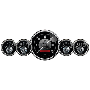 AutoMeter 2001 Prestige Black Diamond 3-3/8" & 2-1/16" Electric Speedometer with LCD Odometer 5pc. Gauge Kit