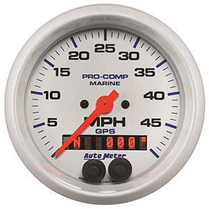 AutoMeter Gauge, Speedometer, 3 3/8", 50mph, GPS, Marine White
