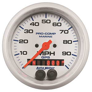 AutoMeter Gauge, Speedometer, 3 3/8", 100mph, GPS, Marine White