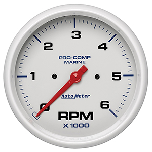 AutoMeter Gauge, Tachometer, 5", 6k  RPM, Marine White