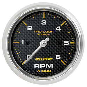 AutoMeter Gauge, Tachometer, 3 3/8", 6k  RPM, Marine Carbon Fiber