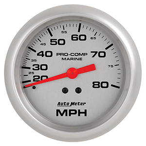 AutoMeter Gauge, Speedometer, 3 3/8", 80mph, Mechanical, Marine White