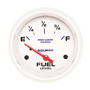 AutoMeter Gauge, Fuel Level, 2 5/8", 240?E to 33?F, Elec, Marine White