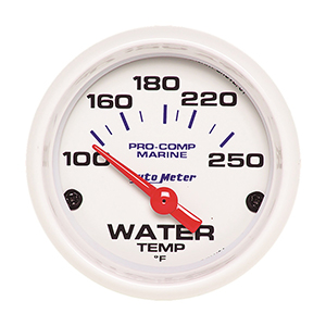 AutoMeter Gauge, Water Temp, 2 1/16", 100-250ºF, Electric, Marine White