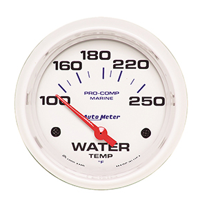 AutoMeter Gauge, Water Temp, 2 5/8", 100-250ºF, Electric, Marine White