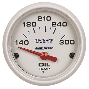 AutoMeter Gauge, Oil Temp, 2 1/16", 140-300ºF, Electric, Marine White
