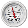 AutoMeter Gauge, Vac/Boost, 2 1/16", 30inHg-20psi, Mechanical, Marine White
