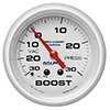 AutoMeter Gauge, Vac/Boost, 2 5/8", 30inHg-30psi, Mechanical, Marine White