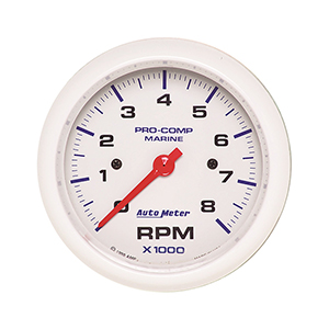 AutoMeter Gauge, Tachometer, 3 3/8", 8k  RPM, Marine White
