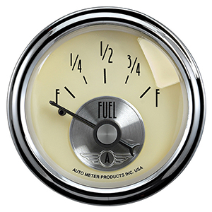 AutoMeter 2017 Prestige Antique Ivory 2-1/16" Air-Core Fuel Level Gauge, 240- 33 Ohms Electric