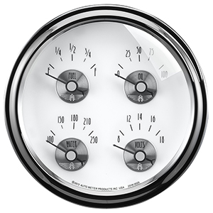 AutoMeter 2020 Prestige Pearl 5" Air-Core Fuel Level Gauge, 100 PSI / 100-250 F / 8-18V / 0-90 Ohms Electric