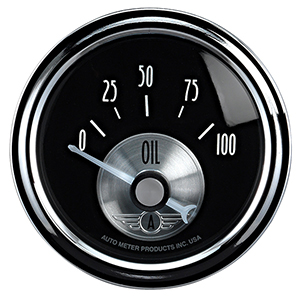 AutoMeter 2028 Prestige Black Diamond 2-1/16" Air-Core Oil Pressure Gauge, 0-100 PSI Electric