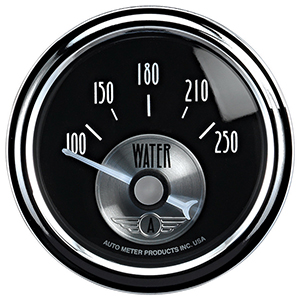 AutoMeter 2038 Prestige Black Diamond 2-1/16" Air-Core Water Temperature Gauge, 100-250 F Electric