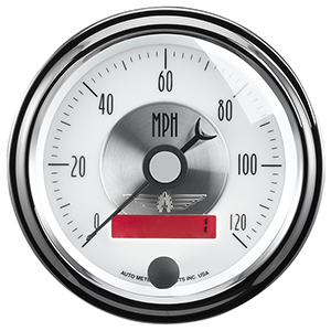 AutoMeter 2084 Prestige Pearl 3-3/8" Air-Core Speedometer Gauge, 0-120 MPH Electric
