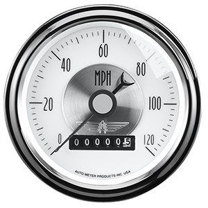 AutoMeter 2085 Prestige Pearl 3-3/8" Air-Core Speedometer Gauge, 0-120 MPH Electric