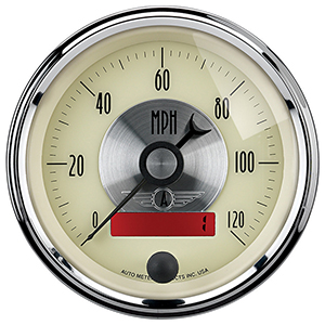 AutoMeter 2087 Prestige Antique Ivory 3-3/8" Air-Core Speedometer Gauge, 0-120 MPH Electric