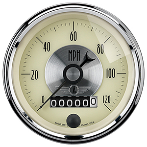 AutoMeter 2089 Prestige Antique Ivory 3-3/8" Air-Core Speedometer Gauge, 0-120 MPH Electric