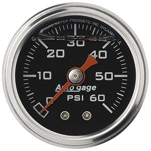 AutoMeter 2173 1-1/2" Liquid Filled Mechanical Direct Mount Pressure Gauge, 0-60 PSI, Black