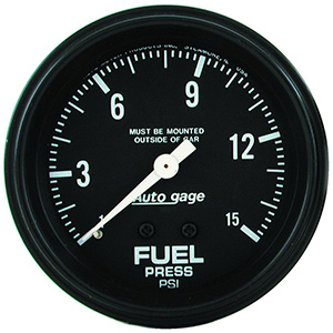 AutoMeter 2311 Auto Gage Mechanical 2-5/8" Fuel Pressure Gauge, 0-15 PSI