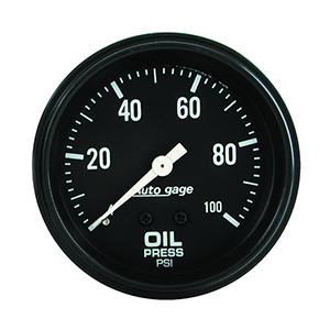 AutoMeter 2312 Auto Gage Mechanical 2-5/8" Oil Pressure Gauge, 0-100 PSI