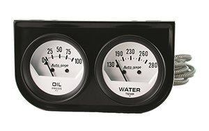 AutoMeter 2323 Auto Gage Mechanical 2-1/16" 2 Gauge Console, Oil Pressure / Water Temperature, 100 PSI / 280 F