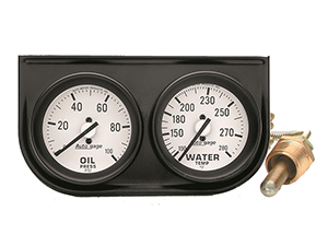 AutoMeter 2326 Auto Gage Mechanical 2-1/16" 2 Gauge Console, Oil Pressure / Water Temperature, 100 PSI / 280 F