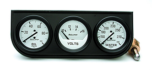 AutoMeter 2327 Auto Gage Mechanical 2-1/16" 3 Gauge Console, Oil Pressure / Water Temperature / Voltmeter, 100 PSI / 280 F / 16V