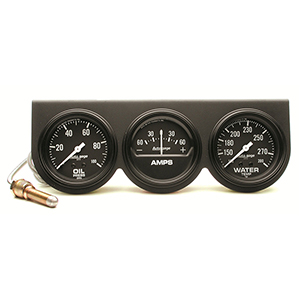 AutoMeter 2394 Auto Gage 2-5/8" 3 Gauge Console, Oil Pressure / Water Temperature / Ammeter, 100 PSI / 280 F / 60A