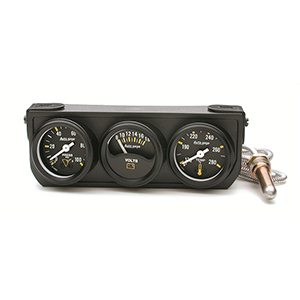 AutoMeter 2396 Auto Gage 1.5" 3 Gauge Console, Oil Pressure / Water Temperature / Voltmeter, 100 PSI / 280 F / 18V