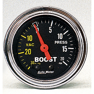 AutoMeter 2401 Traditional Chrome 2-1/16" Boost/Vacuum Gauge, 30in HG / 20 PSI Mechanical