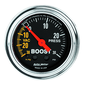 AutoMeter 2403 Traditional Chrome 2-1/16" Boost/Vacuum Gauge, 30in HG / 30 PSI Mechanical
