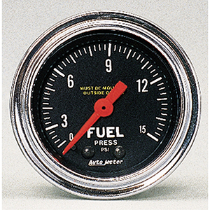AutoMeter 2411 Traditional Chrome 2-1/16" Fuel Pressure Gauge, 0-15 PSI Mechanical