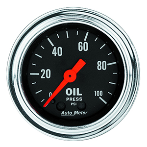 AutoMeter 2421 Traditional Chrome 2-1/16" Oil Pressure Gauge, 0-100 PSI Mechanical
