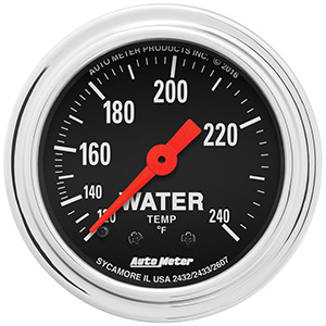 AutoMeter 2432 Traditional Chrome 2-1/16" Water Temperature Gauge, 120-240 F Mechanical